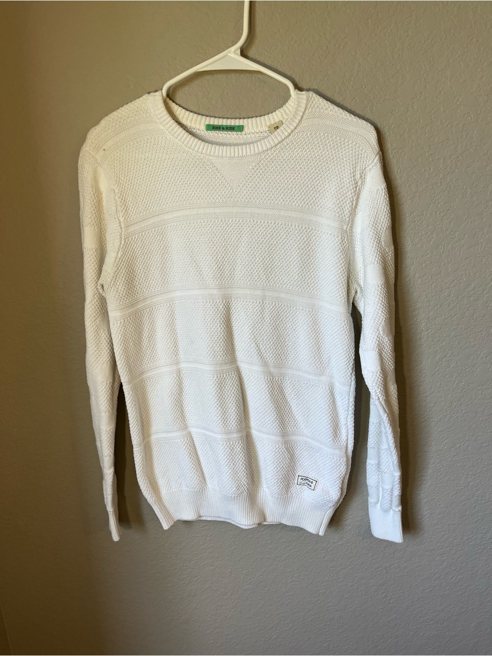 Scotch & Soda Rise & Ride White Textured Cotton Crewneck Sweater Men’s M
